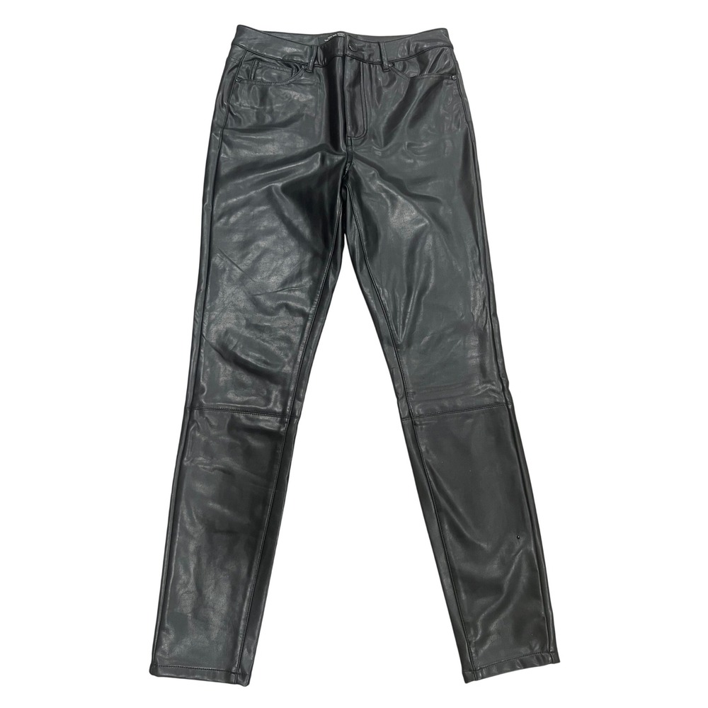 RW&CO High Rise Skinny Leg Faux Leather Pants Women Black Sz 28 Edgy Biker Chic
